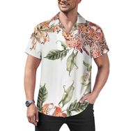 AILLOSA Hawaii Çiçek Baskılı 3D Desen Kısa Kollu YH-119 Erkek Gömlek