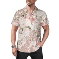 AILLOSA Hawaii Çiçek Baskılı 3D Desen Kısa Kollu YH-121 Erkek Gömlek