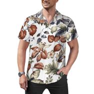 AILLOSA Hawaii Çiçek Baskılı 3D Desen Kısa Kollu YH-124 Erkek Gömlek