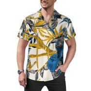 AILLOSA Hawaii Çiçek Baskılı 3D Desen Kısa Kollu YH-125 Erkek Gömlek