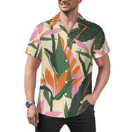 AILLOSA Hawaii Çiçek Baskılı 3D Desen Kısa Kollu YH-127 Erkek Gömlek