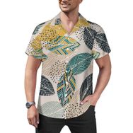 AILLOSA Hawaii Çiçek Baskılı 3D Desen Kısa Kollu YH-130 Erkek Gömlek