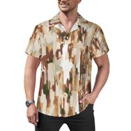 AILLOSA Hawaii Çiçek Baskılı 3D Desen Kısa Kollu YH-131 Erkek Gömlek