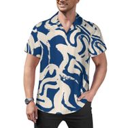 AILLOSA Hawaii Çiçek Baskılı 3D Desen Kısa Kollu YH-132 Erkek Gömlek