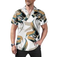 AILLOSA Hawaii Çiçek Baskılı 3D Desen Kısa Kollu YH-133 Erkek Gömlek