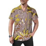 AILLOSA Hawaii Çiçek Baskılı 3D Desen Kısa Kollu YH-134 Erkek Gömlek