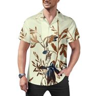 AILLOSA Hawaii Çiçek Baskılı 3D Desen Kısa Kollu YH-136 Erkek Gömlek