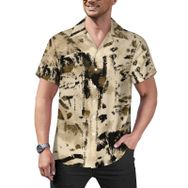 AILLOSA Hawaii Çiçek Baskılı 3D Desen Kısa Kollu YH-139 Erkek Gömlek