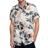 AILLOSA Hawaii Çiçek Baskılı 3D Desen Kısa Kollu YH-140 Erkek Gömlek