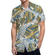 AILLOSA Hawaii Çiçek Baskılı 3D Desen Kısa Kollu YH-147 Erkek Gömlek