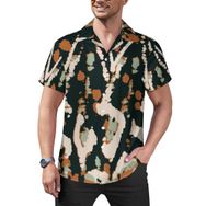 AILLOSA Hawaii Çiçek Baskılı 3D Desen Kısa Kollu YH-153 Erkek Gömlek