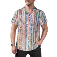 AILLOSA Hawaii Çiçek Baskılı 3D Desen Kısa Kollu YH-161 Erkek Gömlek