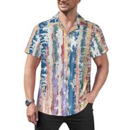AILLOSA Hawaii Çiçek Baskılı 3D Desen Kısa Kollu YH-161B Erkek Gömlek