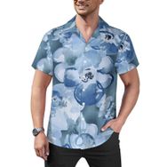 AILLOSA Hawaii Çiçek Baskılı 3D Desen Kısa Kollu YH-164 Erkek Gömlek