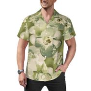 AILLOSA Hawaii Çiçek Baskılı 3D Desen Kısa Kollu YH-165 Erkek Gömlek