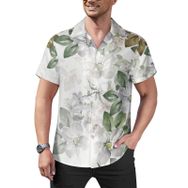 AILLOSA Hawaii Çiçek Baskılı 3D Desen Kısa Kollu YH-170 Erkek Gömlek