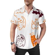 AILLOSA Hawaii Çiçek Baskılı 3D Desen Kısa Kollu YH-172 Erkek Gömlek