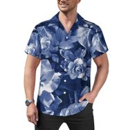 AILLOSA Hawaii Çiçek Baskılı 3D Desen Kısa Kollu YH-174 Erkek Gömlek