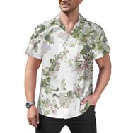 AILLOSA Hawaii Çiçek Baskılı 3D Desen Kısa Kollu YH-175 Erkek Gömlek