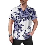 AILLOSA Hawaii Çiçek Baskılı 3D Desen Kısa Kollu YH-177 Erkek Gömlek