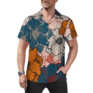 AILLOSA Hawaii Çiçek Baskılı 3D Desen Kısa Kollu YH-191 Erkek Gömlek