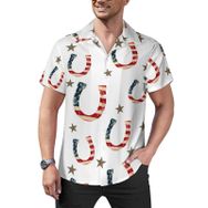 AILLOSA Hawaii Çiçek Baskılı 3D Desen Kısa Kollu YH-193 Erkek Gömlek