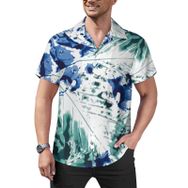 AILLOSA Hawaii Çiçek Baskılı 3D Desen Kısa Kollu YH-198 Erkek Gömlek