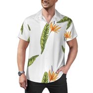 AILLOSA Hawaii Çiçek Baskılı 3D Desen Kısa Kollu YH-199 Erkek Gömlek