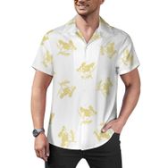AILLOSA Hawaii Çiçek Baskılı 3D Desen Kısa Kollu YH-204 Erkek Gömlek