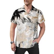 AILLOSA Hawaii Çiçek Baskılı 3D Desen Kısa Kollu YH-206 Erkek Gömlek