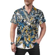 AILLOSA Hawaii Çiçek Baskılı 3D Desen Kısa Kollu YH-207 Erkek Gömlek