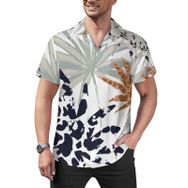 AILLOSA Hawaii Çiçek Baskılı 3D Desen Kısa Kollu YH-212 Erkek Gömlek