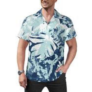 AILLOSA Hawaii Çiçek Baskılı 3D Desen Kısa Kollu YH-214 Erkek Gömlek