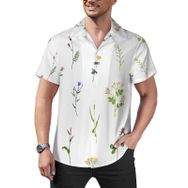 AILLOSA Hawaii Çiçek Baskılı 3D Desen Kısa Kollu YH-216 Erkek Gömlek