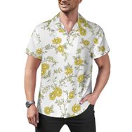 AILLOSA Hawaii Çiçek Baskılı 3D Desen Kısa Kollu YH-217 Erkek Gömlek