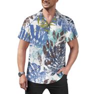 AILLOSA Hawaii Çiçek Baskılı 3D Desen Kısa Kollu YH-219 Erkek Gömlek