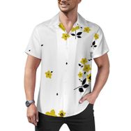 AILLOSA Hawaii Çiçek Baskılı 3D Desen Kısa Kollu YH-220 Erkek Gömlek