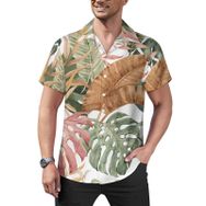 AILLOSA Hawaii Çiçek Baskılı 3D Desen Kısa Kollu YH-221 Erkek Gömlek