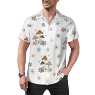 AILLOSA Hawaii Çiçek Baskılı 3D Desen Kısa Kollu YH-222 Erkek Gömlek