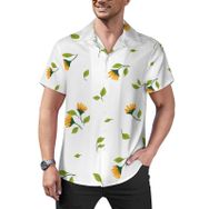 AILLOSA Hawaii Çiçek Baskılı 3D Desen Kısa Kollu YH-223 Erkek Gömlek