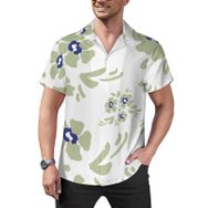 AILLOSA Hawaii Çiçek Baskılı 3D Desen Kısa Kollu YH-224 Erkek Gömlek