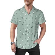 AILLOSA Hawaii Çiçek Baskılı 3D Desen Kısa Kollu YH-225 Erkek Gömlek