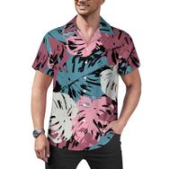 AILLOSA Hawaii Çiçek Baskılı 3D Desen Kısa Kollu YH-227 Erkek Gömlek