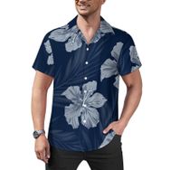 AILLOSA Hawaii Çiçek Baskılı 3D Desen Kısa Kollu YH-232 Erkek Gömlek