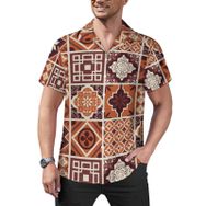 AILLOSA Hawaii Çiçek Baskılı 3D Desen Kısa Kollu YH-233 Erkek Gömlek