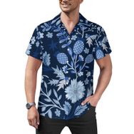 AILLOSA Hawaii Çiçek Baskılı 3D Desen Kısa Kollu YH-237 Erkek Gömlek