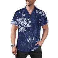 AILLOSA Hawaii Çiçek Baskılı 3D Desen Kısa Kollu YH-240 Erkek Gömlek