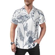 AILLOSA Hawaii Çiçek Baskılı 3D Desen Kısa Kollu YH-241 Erkek Gömlek