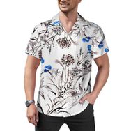 AILLOSA Hawaii Çiçek Baskılı 3D Desen Kısa Kollu YH-242 Erkek Gömlek