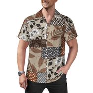AILLOSA Hawaii Çiçek Baskılı 3D Desen Kısa Kollu YH-243 Erkek Gömlek